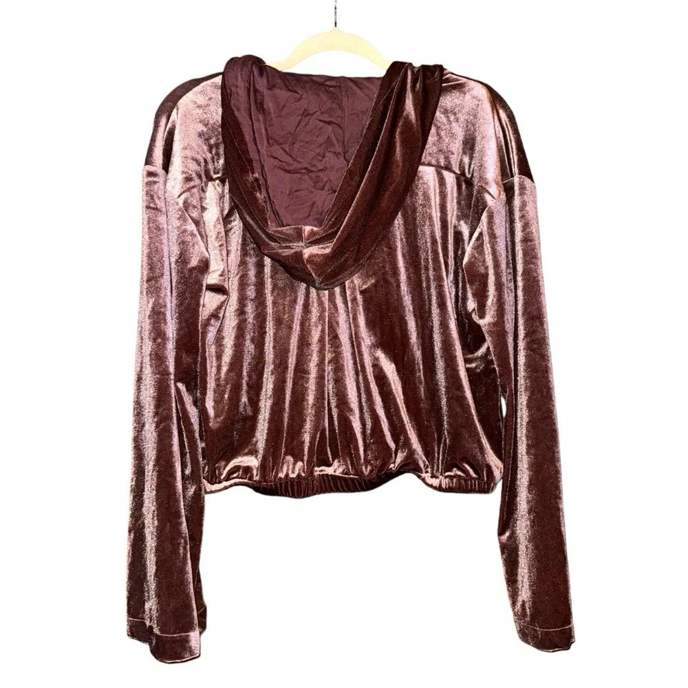 YOUNG FABULOUS & BROKE Fritzy Velvet Velour Zip Up Cropped Hoodie Sweatshirt M - Picture 11 of 15